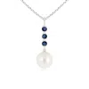 Angara 8mm Freshwater Cultured Pearl Drop Pendant With Sapphires