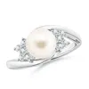 Angara 8mm Freshwater Cultured Pearl Floral Ring With Diamonds