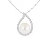 Angara 8mm Freshwater Cultured Pearl Paisley Pendant With Diamonds