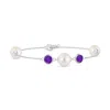Angara 8mm Freshwater Pearl And Amethyst Bracelet In White Gold/white