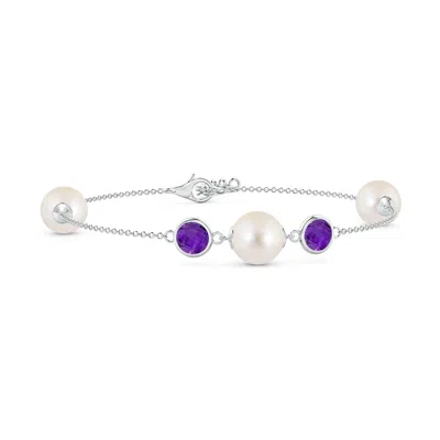Angara 8mm Freshwater Pearl And Amethyst Bracelet In Purple
