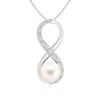 Angara 8mm Freshwater Pearl And Diamond Infinity Pendant In White Gold/white