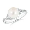 Angara 8mm Freshwater Pearl And Diamond Infinity Ring In White Gold/white