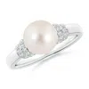 Angara 8mm Freshwater Pearl & Pave-set Diamond Ring In White Gold/white
