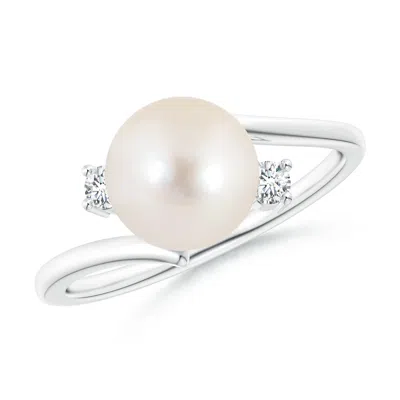 Angara 8mm Freshwater Pearl Bypass Engagement Ring In White