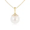 Angara 8mm Freshwater Pearl Drop Pendant With Diamonds In Yellow Gold/white