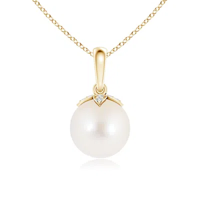 Angara 8mm Freshwater Pearl Drop Pendant With Diamonds In Gold