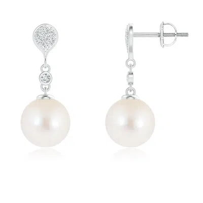 Angara 8mm Freshwater Pearl Inverted Teardrop Earrings In Metallic