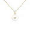 Angara 8mm Freshwater Pearl Pendant With Bezel Diamond In Yellow Gold/white