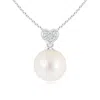 Angara 8mm Freshwater Pearl Pendant With Heart-shaped Bale In White Gold/white