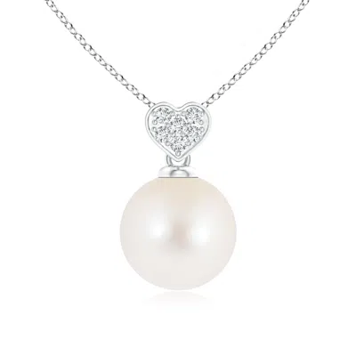 Angara 8mm Freshwater Pearl Pendant With Heart-shaped Bale In Metallic