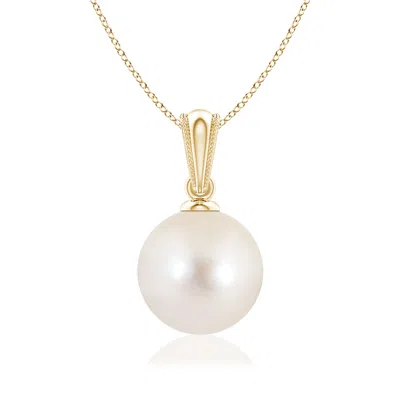 Angara 8mm Freshwater Pearl Pendant With Ornate Bale In Gold