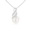 Angara 8mm Freshwater Pearl Swirl Bale Pendant In White Gold/white