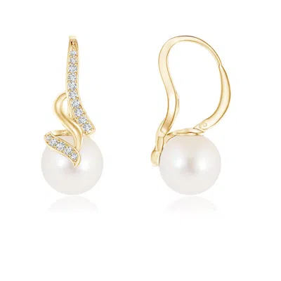 Angara 8mm Freshwater Pearl Swirl Leverback Earrings In Gold