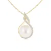 Angara 8mm Freshwater Pearl Swirl Pendant With Diamonds In Yellow Gold/white