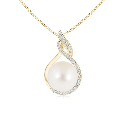 Angara 8mm Freshwater Pearl Swirl Pendant With Diamonds In Gold