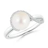 Angara 8mm Freshwater Pearl Swirl Ring With Diamonds In White Gold/white
