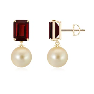 Angara 8mm Golden South Sea Pearl & Garnet Earrings In Red