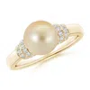 Angara 8mm Golden South Sea Pearl & Pave-set Diamond Ring In Yellow Gold/golden