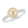 Angara 8mm Golden South Sea Pearl Reverse Tapered Shank Ring In White Gold/golden
