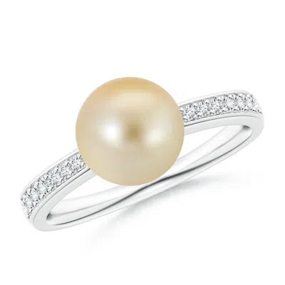 Angara 8mm Golden South Sea Pearl Reverse Tapered Shank Ring In Metallic