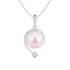 Angara 8mm Japanese Akoya Pearl And Diamond Swirl Pendant In White Gold/pinkish