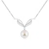 Angara 8mm Japanese Akoya Pearl Angel Wings Necklace With Diamonds In White Gold/ivory