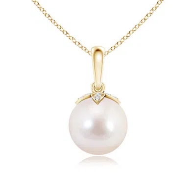 Angara 8mm Japanese Akoya Pearl Drop Pendant With Diamonds In Gray