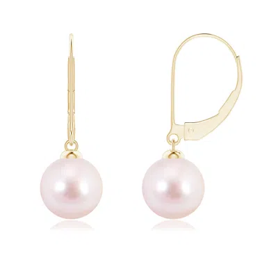 Angara 8mm Japanese Akoya Pearl Earrings With Leverback In Gold