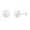 Angara 8mm Japanese Akoya Pearl Earrings With Twisted Rope Frame In White Gold/pinkish