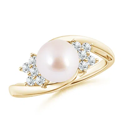 Angara 8mm Japanese Akoya Pearl Floral Ring With Diamonds In Neutral