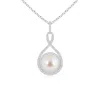 Angara 8mm Japanese Akoya Pearl Infinity Pendant With Diamond Halo In White Gold/ivory