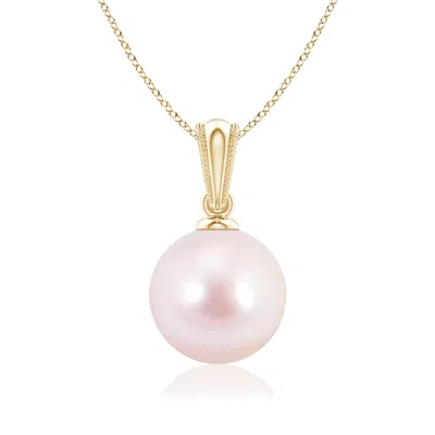 Angara 8mm Japanese Akoya Pearl Pendant With Ornate Bale In Gold