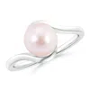 Angara 8mm Japanese Akoya Pearl Solitaire Bypass Ring In White Gold/pinkish