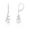Angara 8mm Japanese Akoya Pearl Spiral Ribbon Drop Earrings In White Gold/ivory