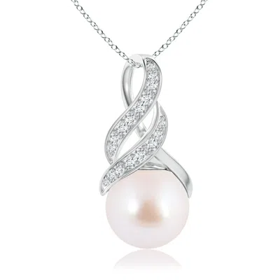 Angara 8mm Japanese Akoya Pearl Swirl Bale Pendant In Metallic
