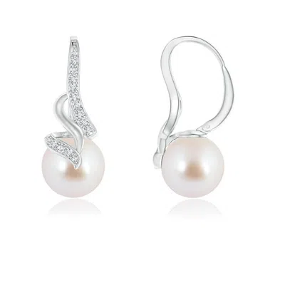 Angara 8mm Japanese Akoya Pearl Swirl Leverback Earrings In Metallic