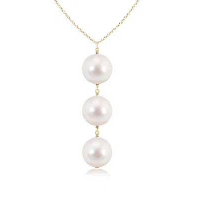 Angara 8mm Japanese Akoya Pearl Triple Drop Pendant In Gold