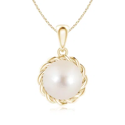 Angara 8mm Rope-framed Freshwater Pearl Pendant In Gold