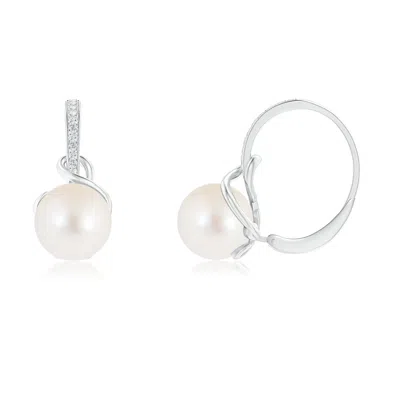 Angara 8mm Solitaire Freshwater Pearl Leverback Earrings In Metallic