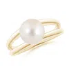 Angara 8mm Solitaire Freshwater Pearl Split Shank Ring In Yellow Gold/white