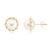 Angara 8mm Solitaire Freshwater Pearl Twist Rope Studs In Yellow Gold/white