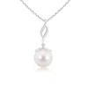 Angara 8mm Solitaire Japanese Akoya Pearl Flame Drop Pendant In White Gold/pinkish