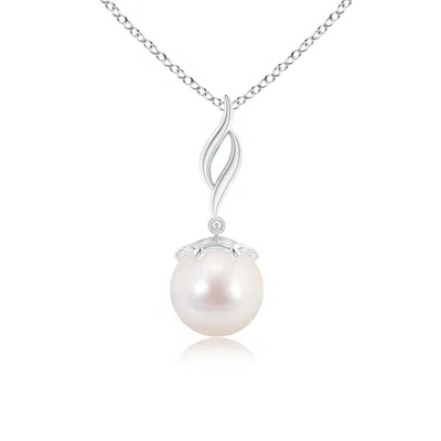 Angara 8mm Solitaire Japanese Akoya Pearl Flame Drop Pendant In Metallic