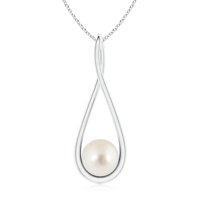 Angara 8mm Solitaire South Sea Pearl Cradle Pendant In White