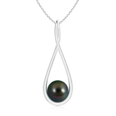 Angara 8mm Solitaire Tahitian Pearl Cradle Pendant In Black