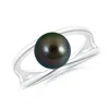 Angara 8mm Solitaire Tahitian Pearl Double Shank Ring In White Gold/peacock
