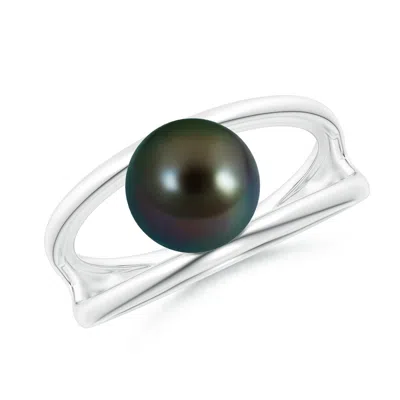 Angara 8mm Solitaire Tahitian Pearl Double Shank Ring In Black