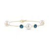 Angara 8mm South Sea Pearl And London Blue Topaz Bracelet In Yellow Gold/white