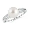 Angara 8mm South Sea Pearl Double Shank Ring In White Gold/white